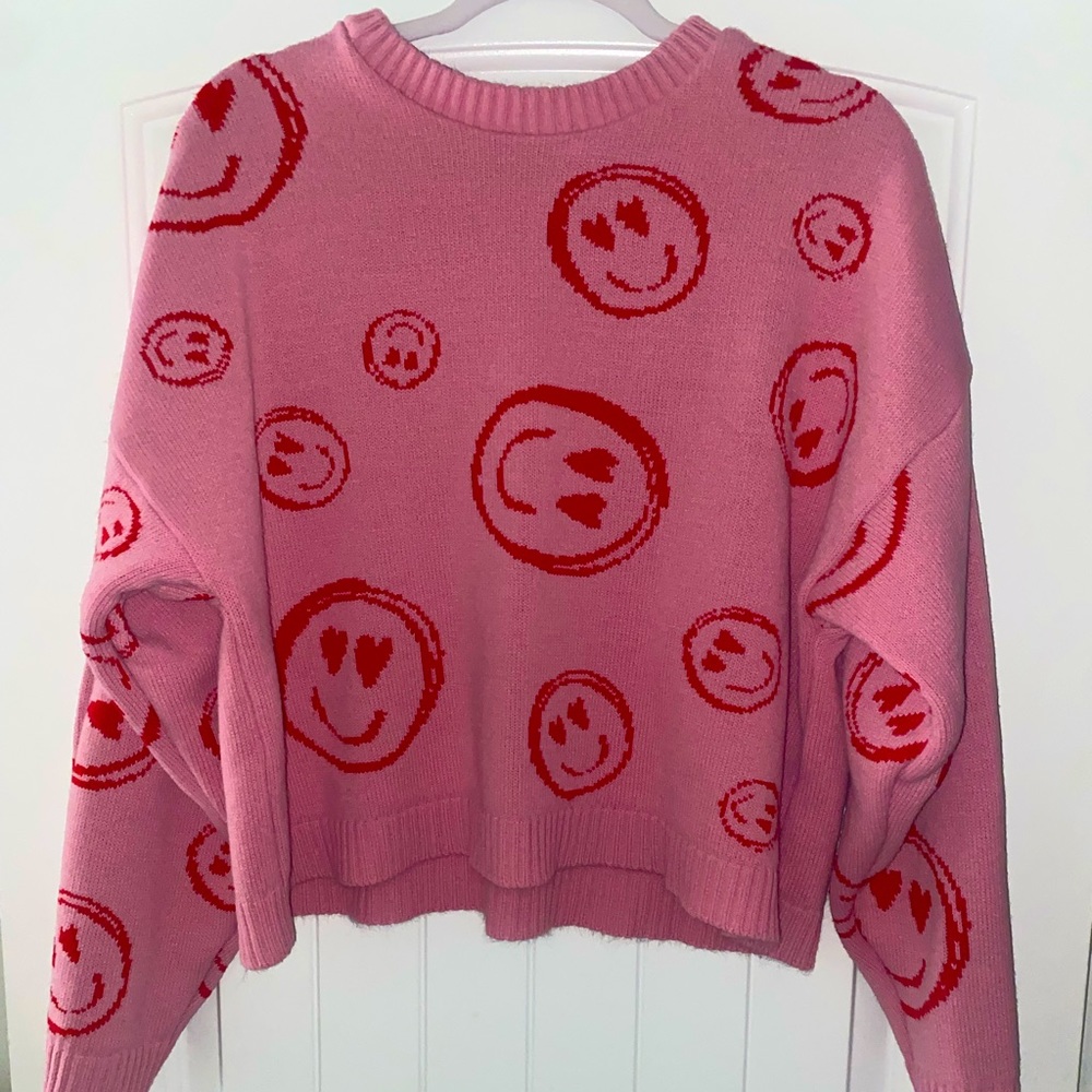 ASOS Design sweater with smile face pattern